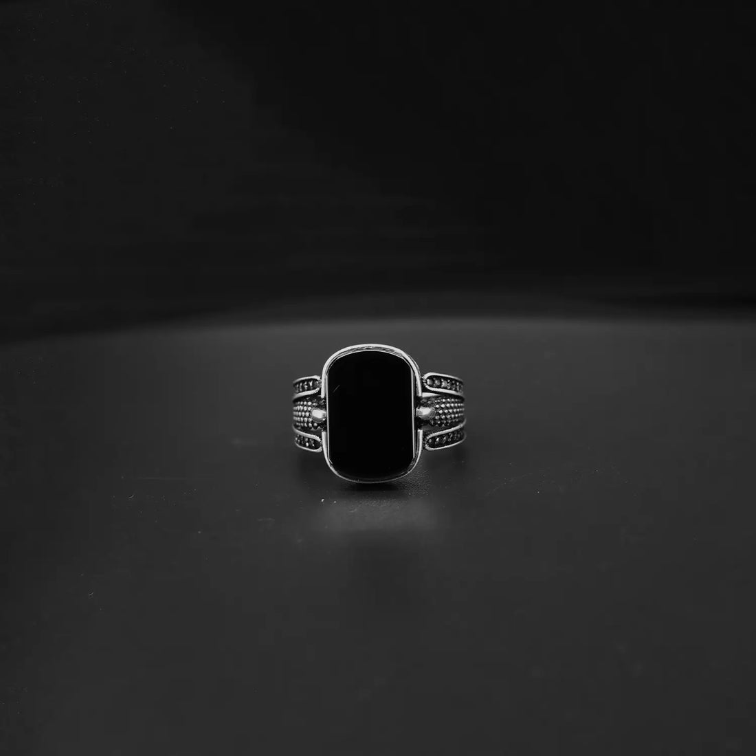 Pure Silver Black Onyx Rectangular Ring - Made With Pure 925 Silver