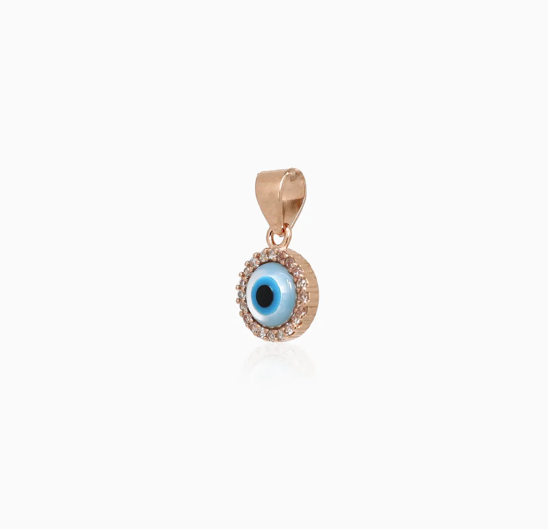 Rose Gold Plated Sterling Silver Evil Eye Pendant  - Made With Pure 925 Silver