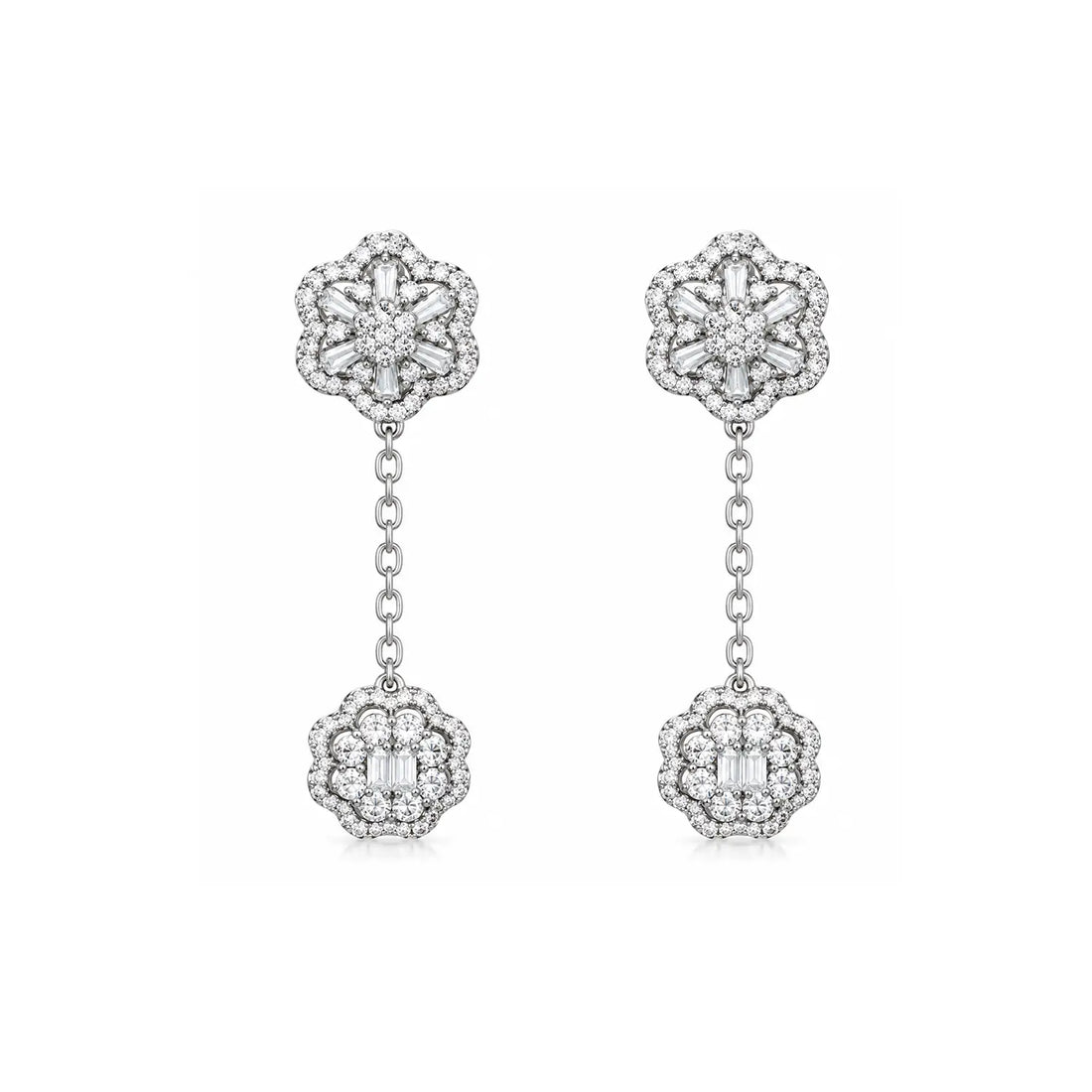 Elegant Floral Drop Silver Earrings - Made With Pure 925 Silver