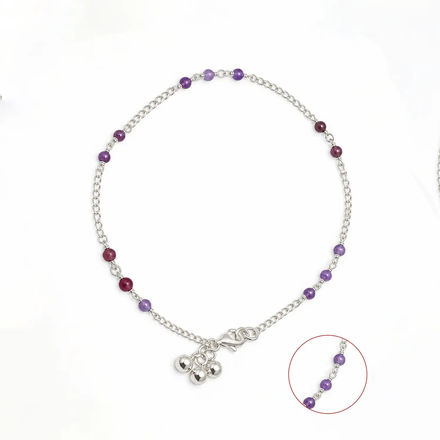 Elegant Beaded Sterling Silver Anklet- Made With Pure 925 Silver