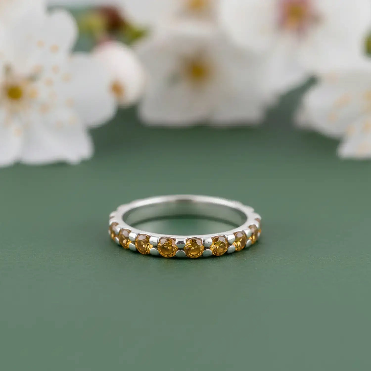 Pure Silver Yellow Stone Ring - Made With Pure 925 Silver