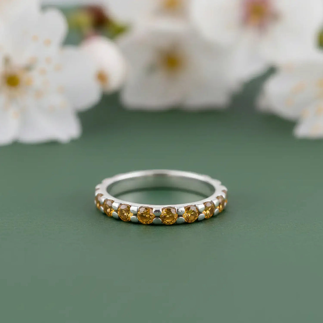 Pure Silver Yellow Stone Ring - Made With Pure 925 Silver