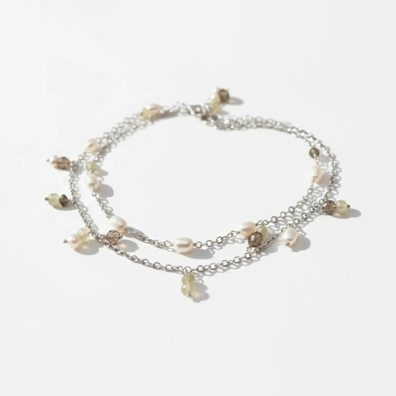 Elegant Layered Pearl & Charm Silver Necklace- Made With Pure 925 Silver