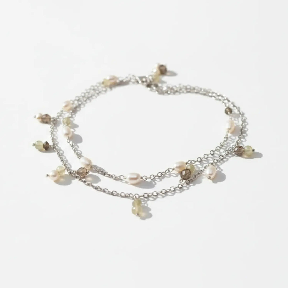 Elegant Layered Pearl & Charm Silver Necklace- Made With Pure 925 Silver