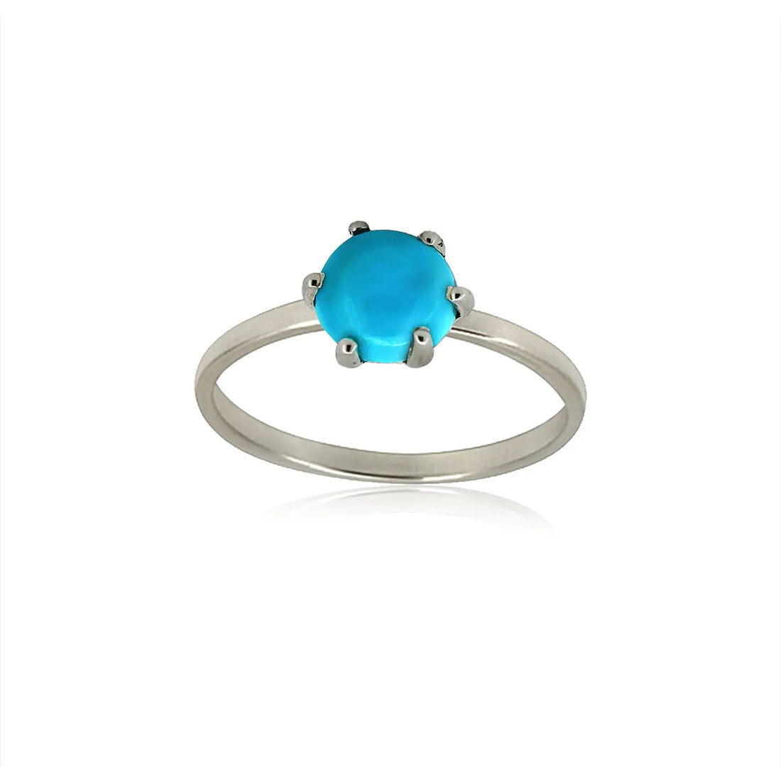 Pure Silver Turquoise Round Stone Ring - Made With Pure 925 Silver