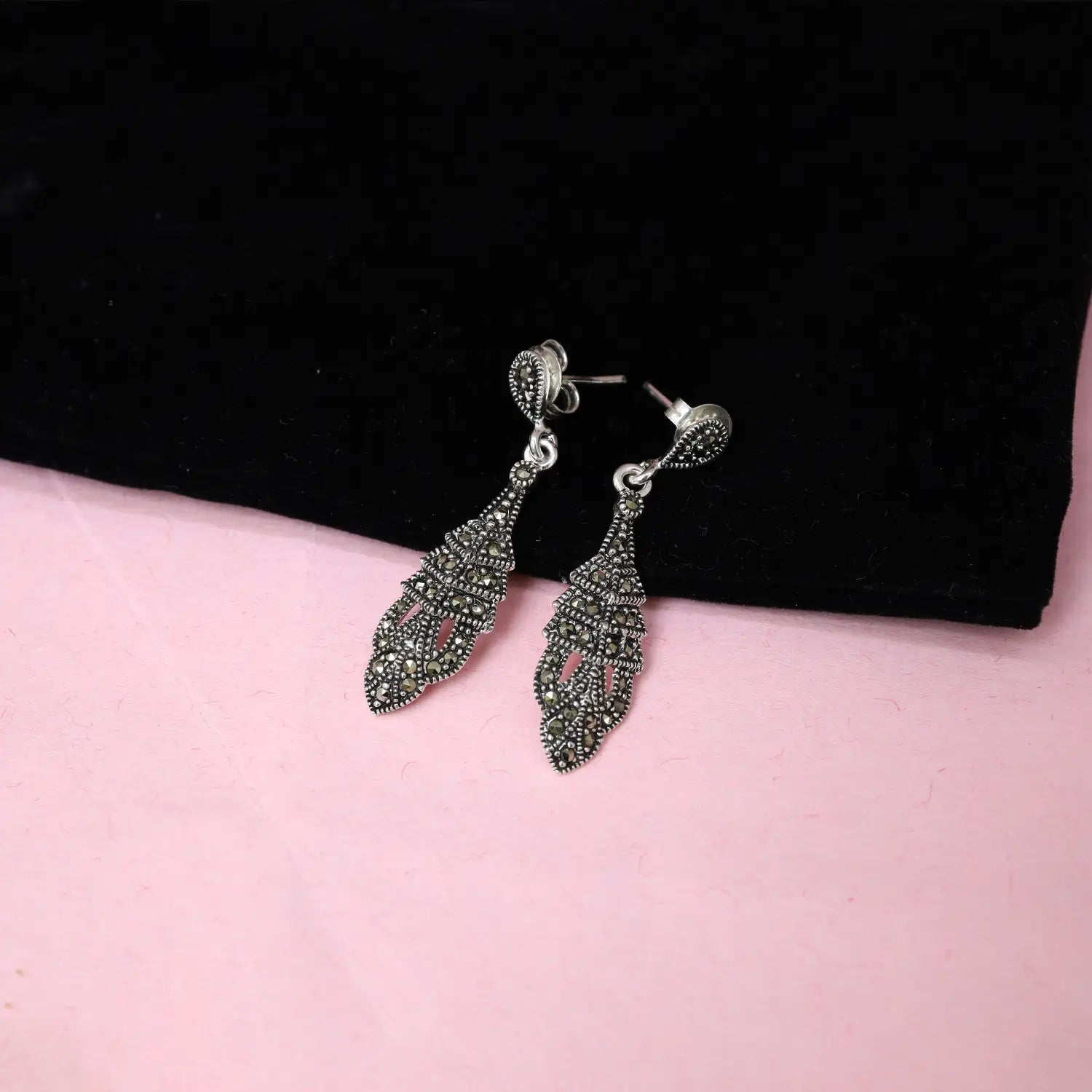Vintage Muse Oxidized Silver Drop Earrings- Made With Pure 925 Silver