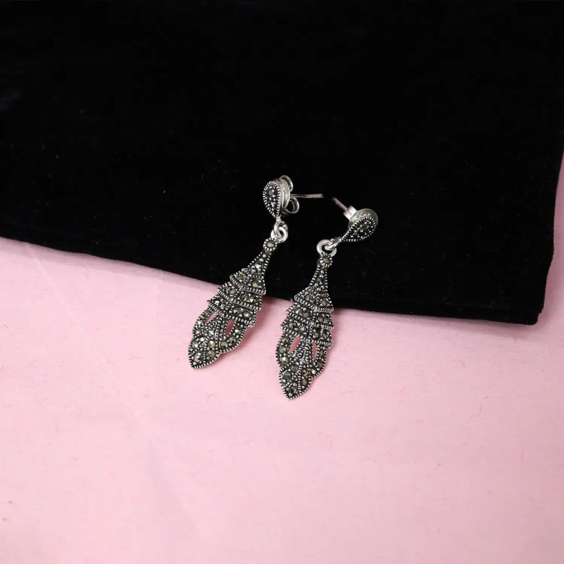 Vintage Muse Oxidized Silver Drop Earrings- Made With Pure 925 Silver