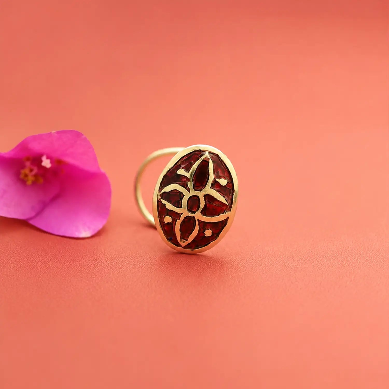 Floral Enamel Sterling Silver Nose Pin- Made With Pure 925 Silver
