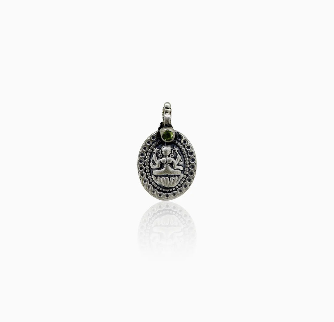 Pure Silver Goddes Laxmi Pendant- Made With Pure 925 Silver