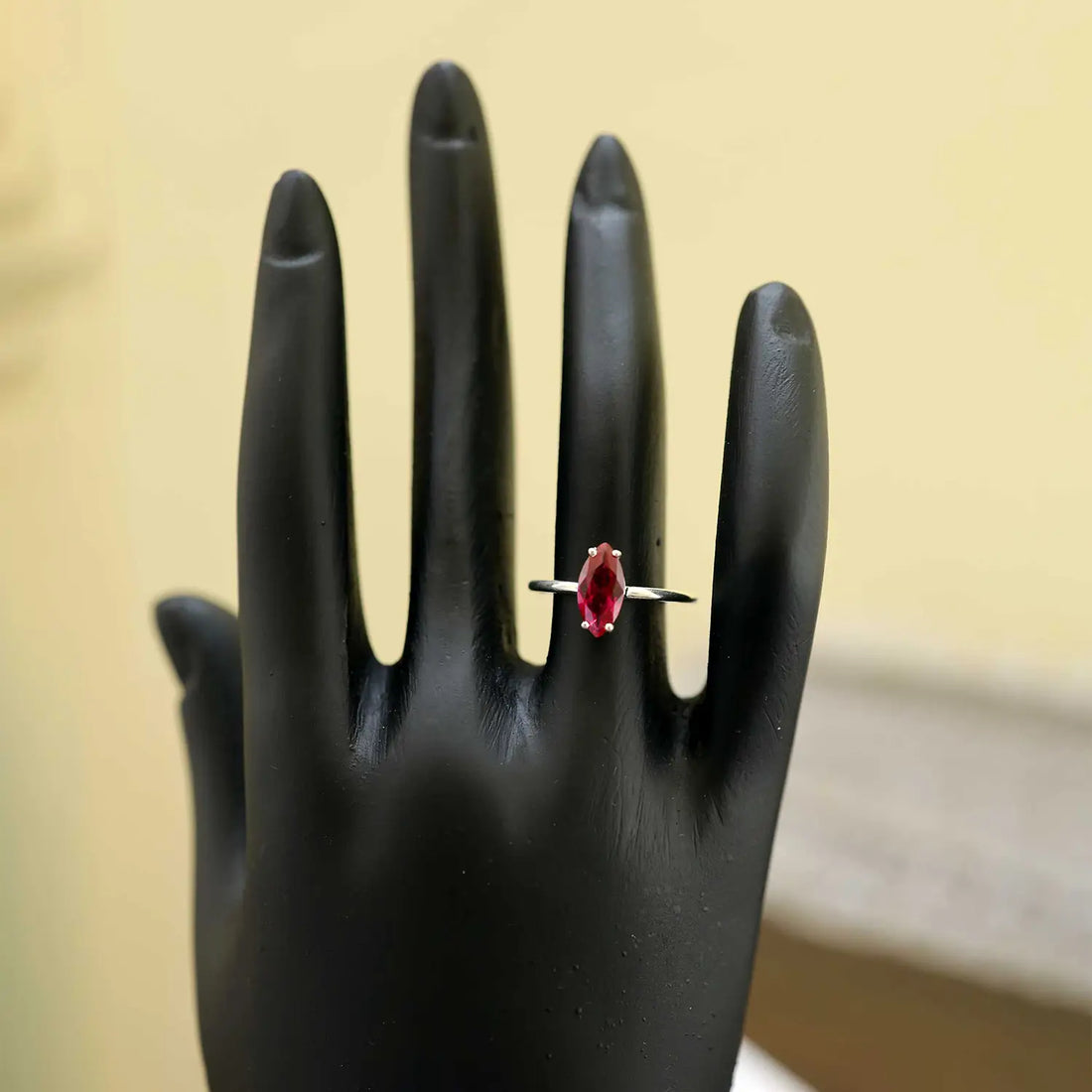Dark Pink Stone Silver Ring - Made With Pure 925 Silver