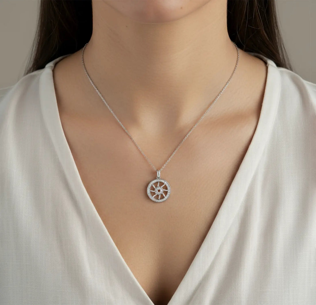 Radiant Wheel of Life Silver Pendant Made With Pure 925 Silver