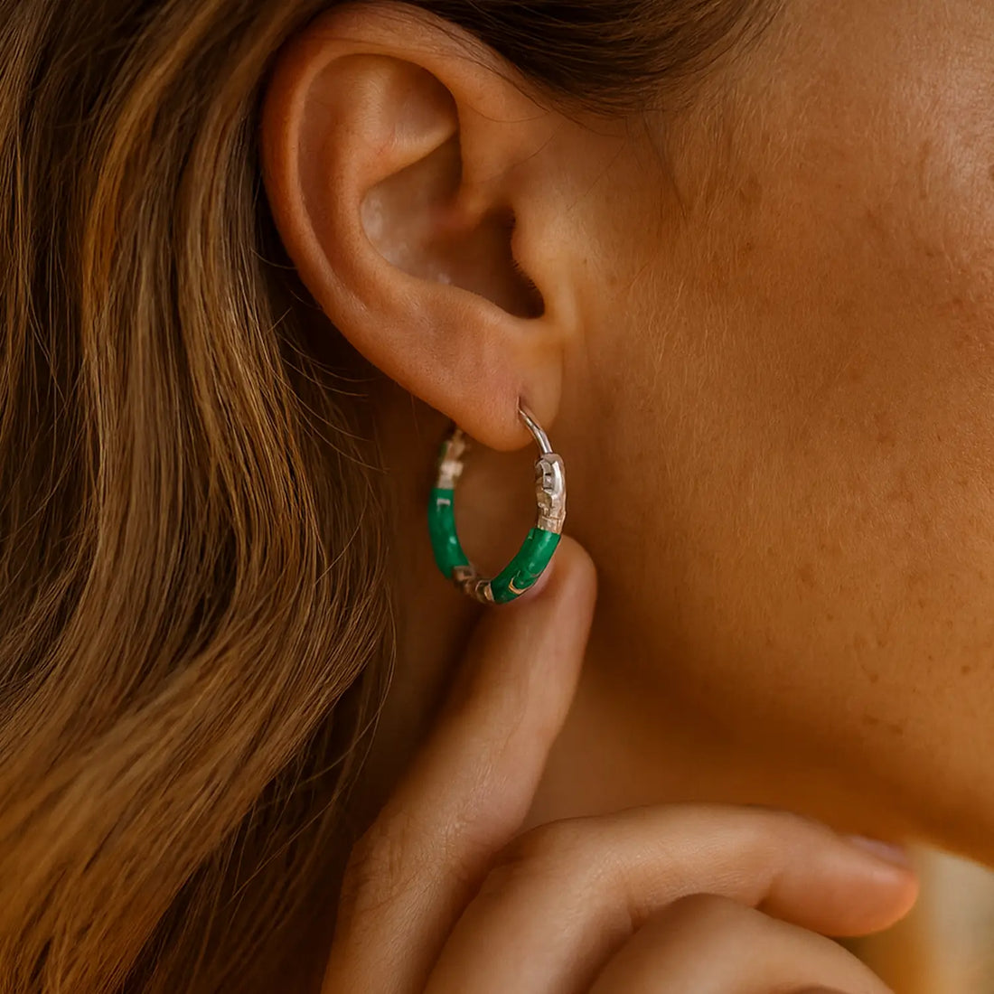 Lime Twist Silver Hoop Earrings - Made With Pure 925 Silver