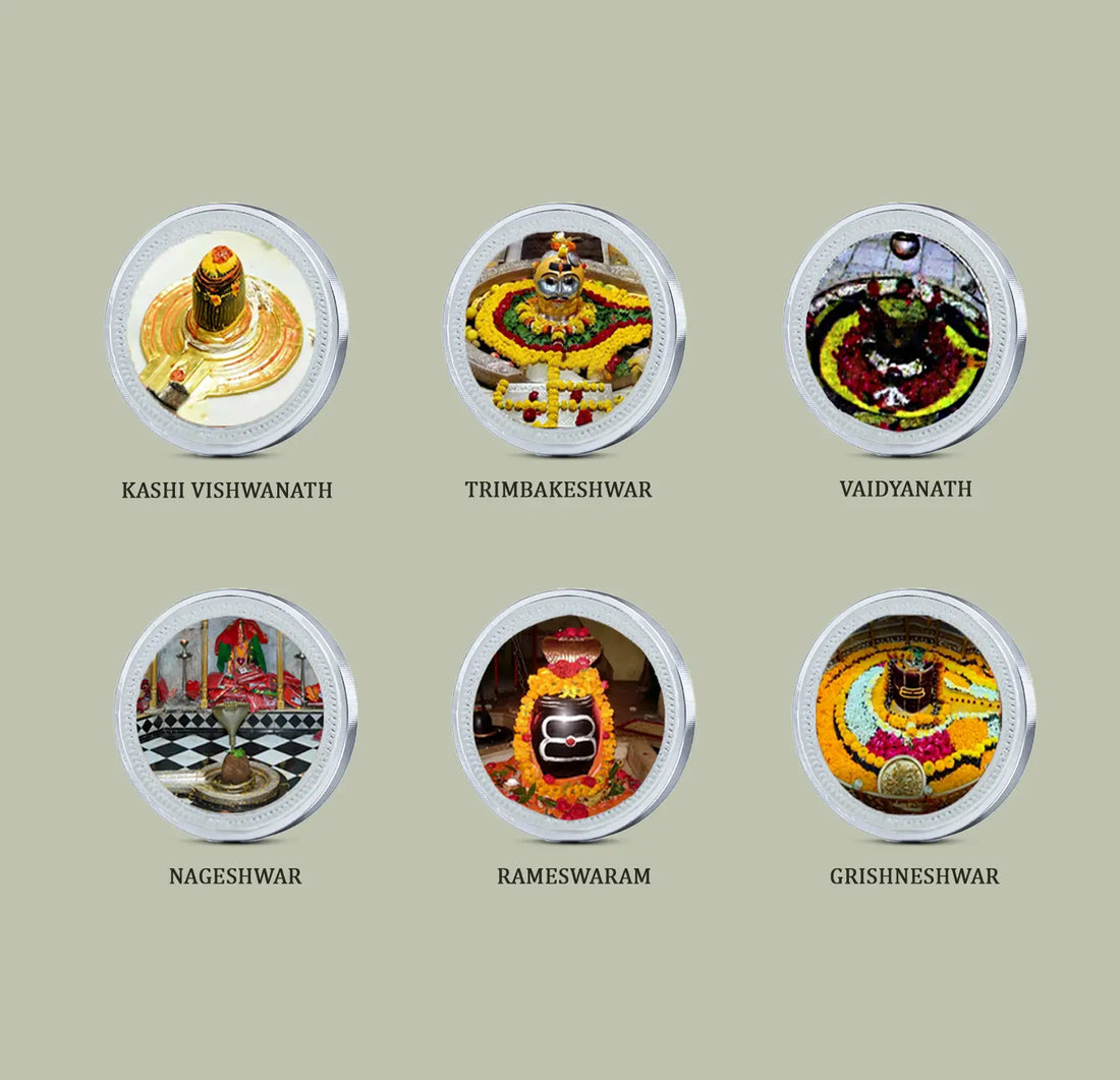 12 Jyotirlinga Pure Silver Coin Collection  - Made With Pure 999 Silver