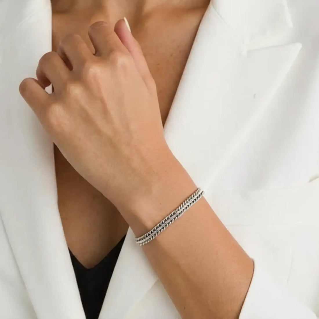 Pure Silver Thick Bali Chain Bracelet - Made With Pure 925 Silver