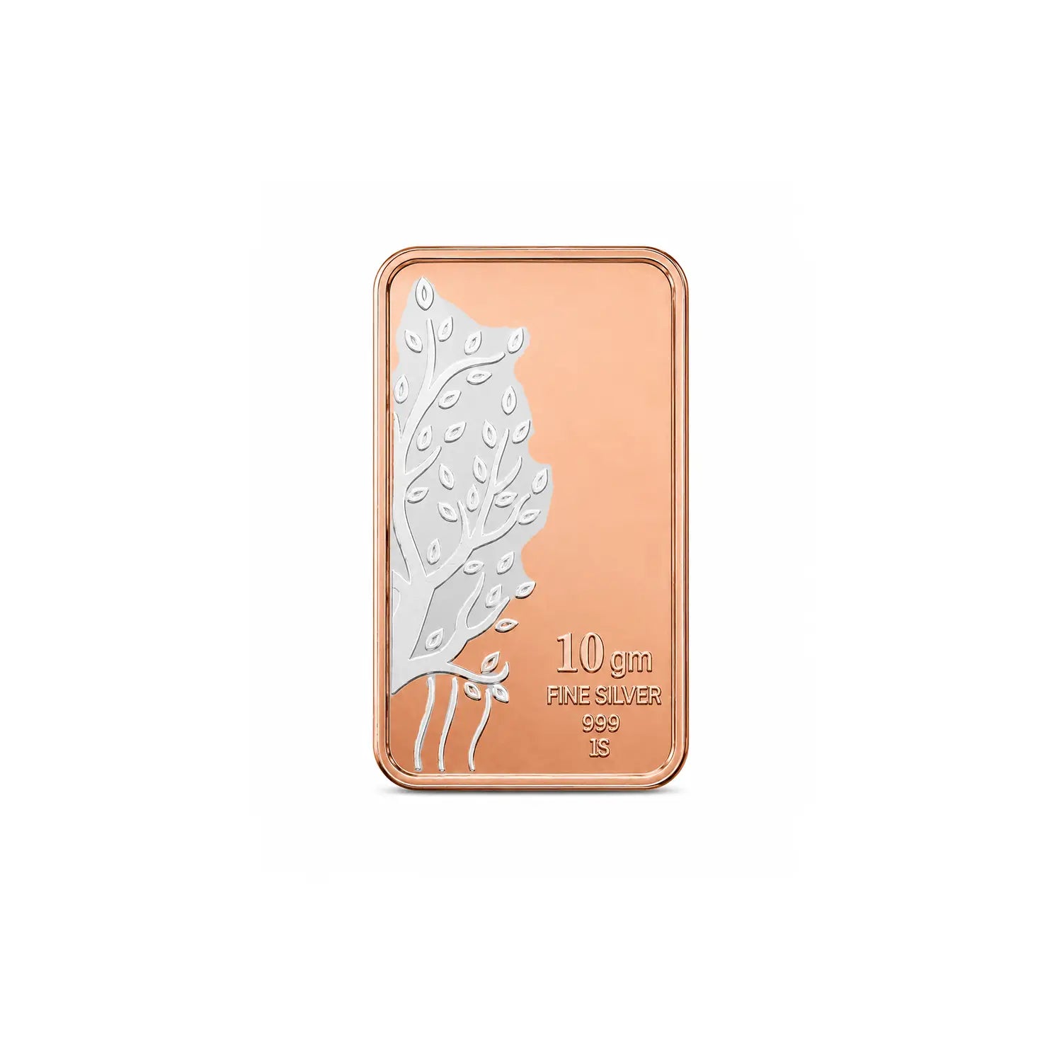 Tree of Life Pure Silver Bar with Gold-Plated Finish - Made With Pure 925 Silver