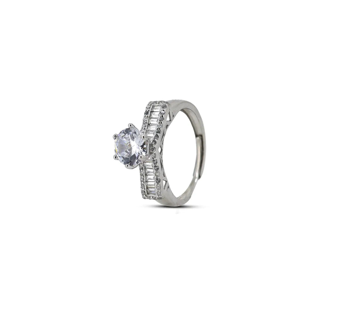 Radiant Solitaire Elegance Silver Ring - Made With Pure 925 Silver