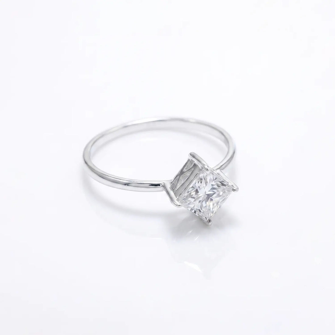 Minimal Princess Cut Sterling Silver Ring - Made With Pure 925 Silver