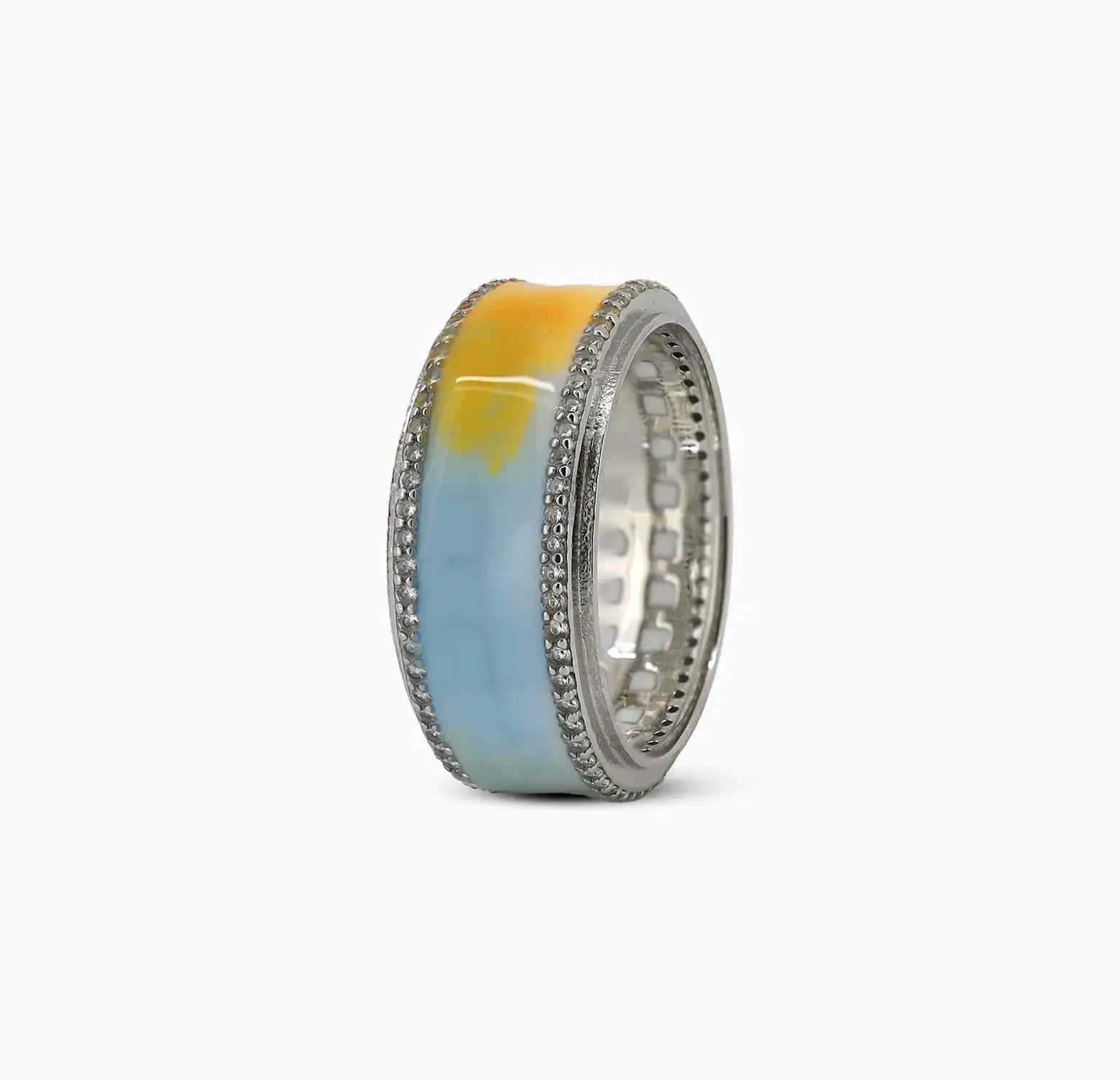 Sunset Glow Pure Silver Band Ring - Made With Pure 925 Silver
