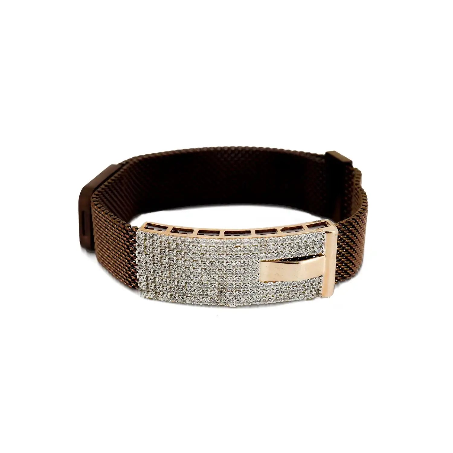 Men’s Mesh Bracelet with Silver Stone- Made With Pure 925 Silver