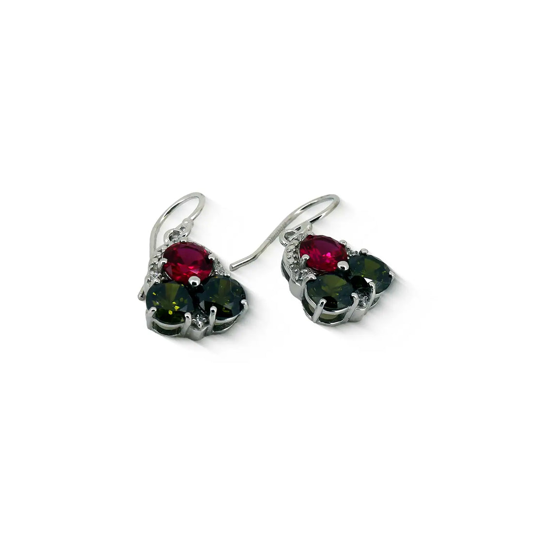 Pure Silver Earrings With Multi Color Stones- Made With Pure 925 Silver