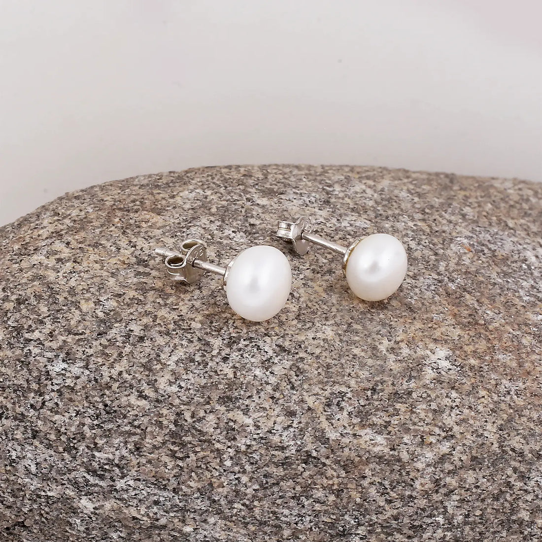 Classic Pure Silver Pearl Stud Earrings- Made With Pure 925 Silver