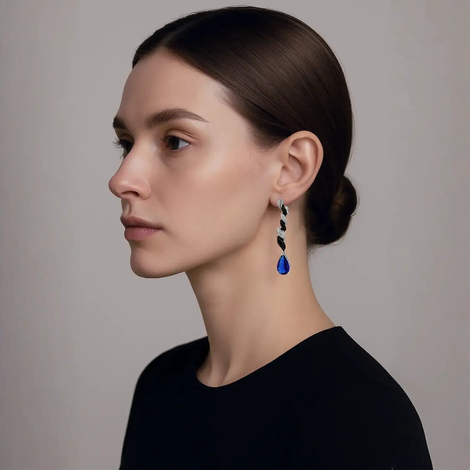 Elegant Sapphire Blue Teardrop Silver Earrings- Made With Pure 925 Silver