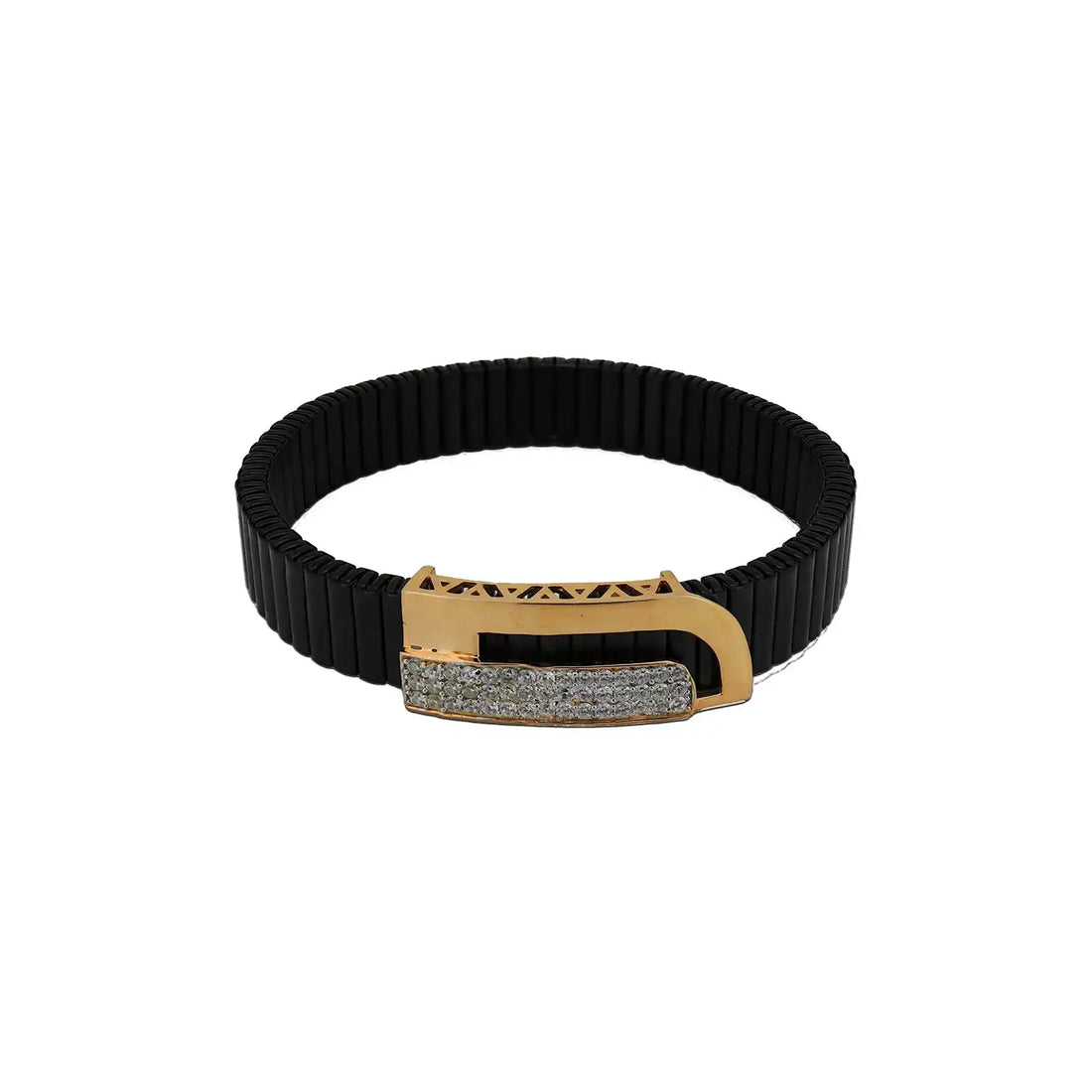 Silver Bracelet with Gold-Toned Buckle Accent- Made With Pure 925 Silver