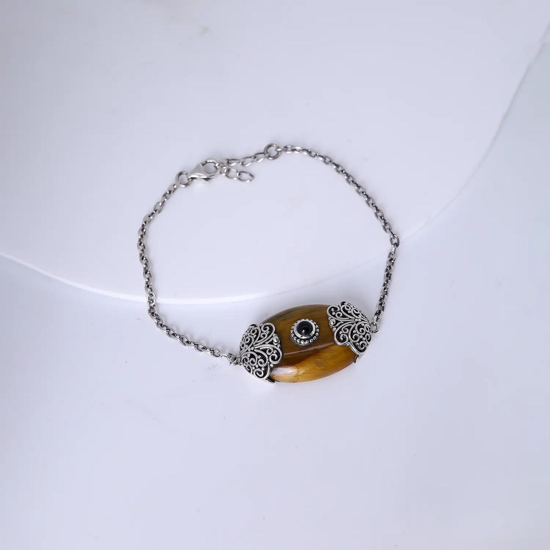 Elegant Oval Stone Bracelet- Made With Pure 925 Silver