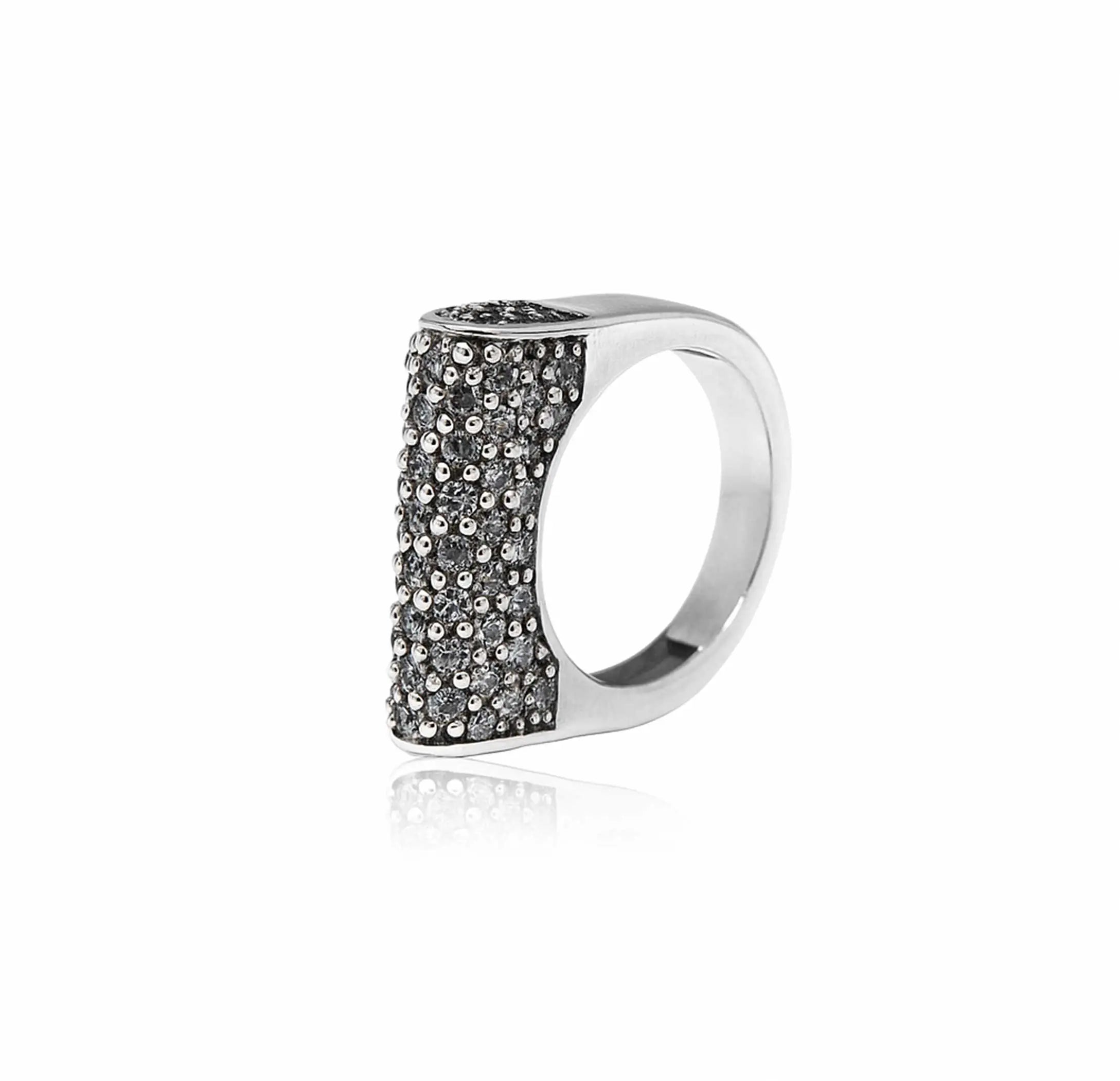 Pure Silver Ad Ring with Black Stone - Made With Pure 925 Silver