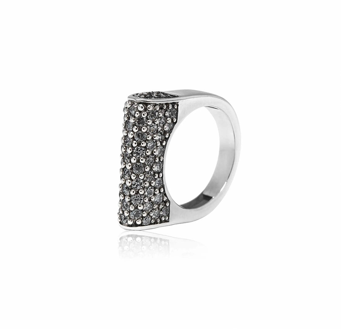 Pure Silver Ad Ring with Black Stone - Made With Pure 925 Silver