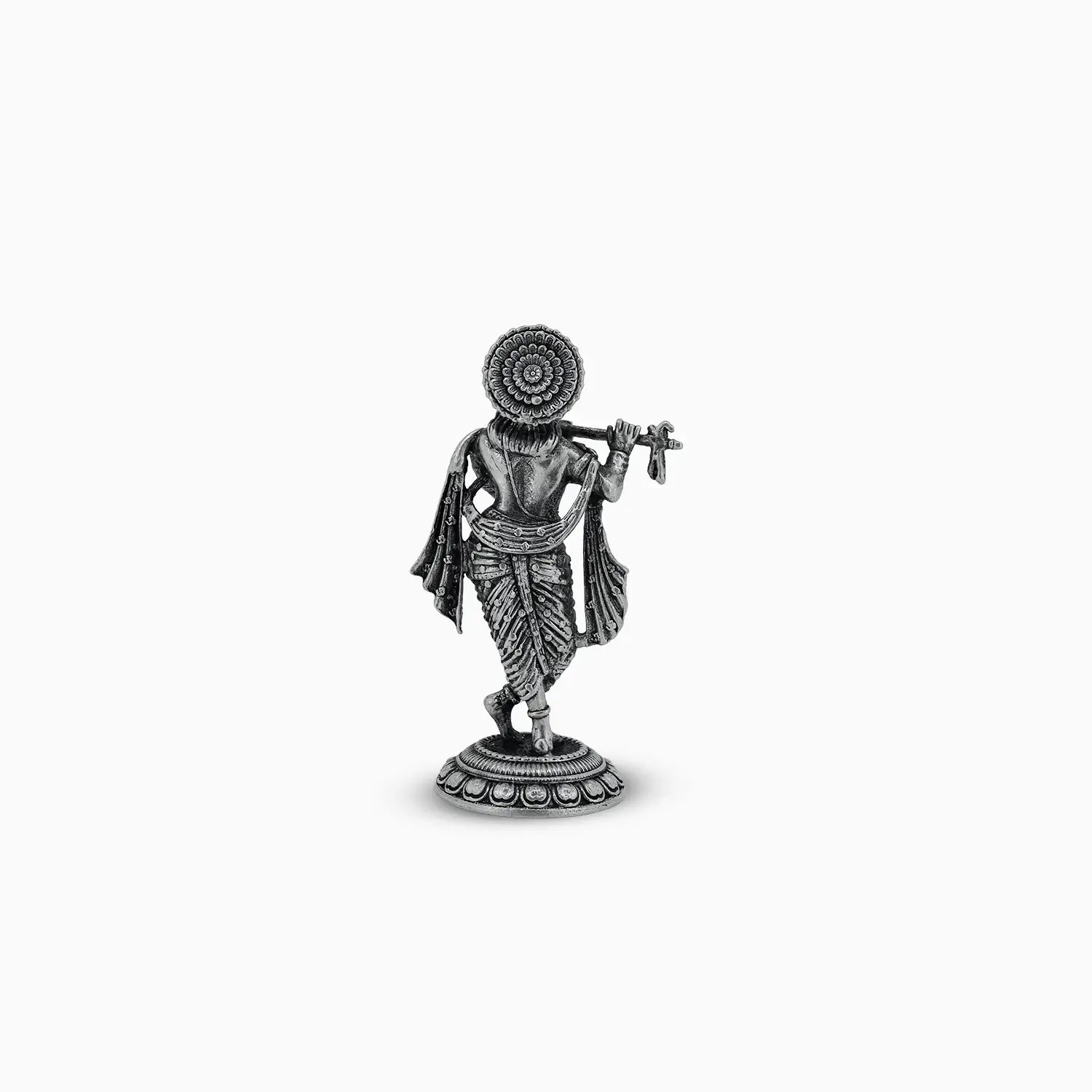 Antique Finish Pure Silver Lord Krishna Idol- Made With Pure 925 Silver