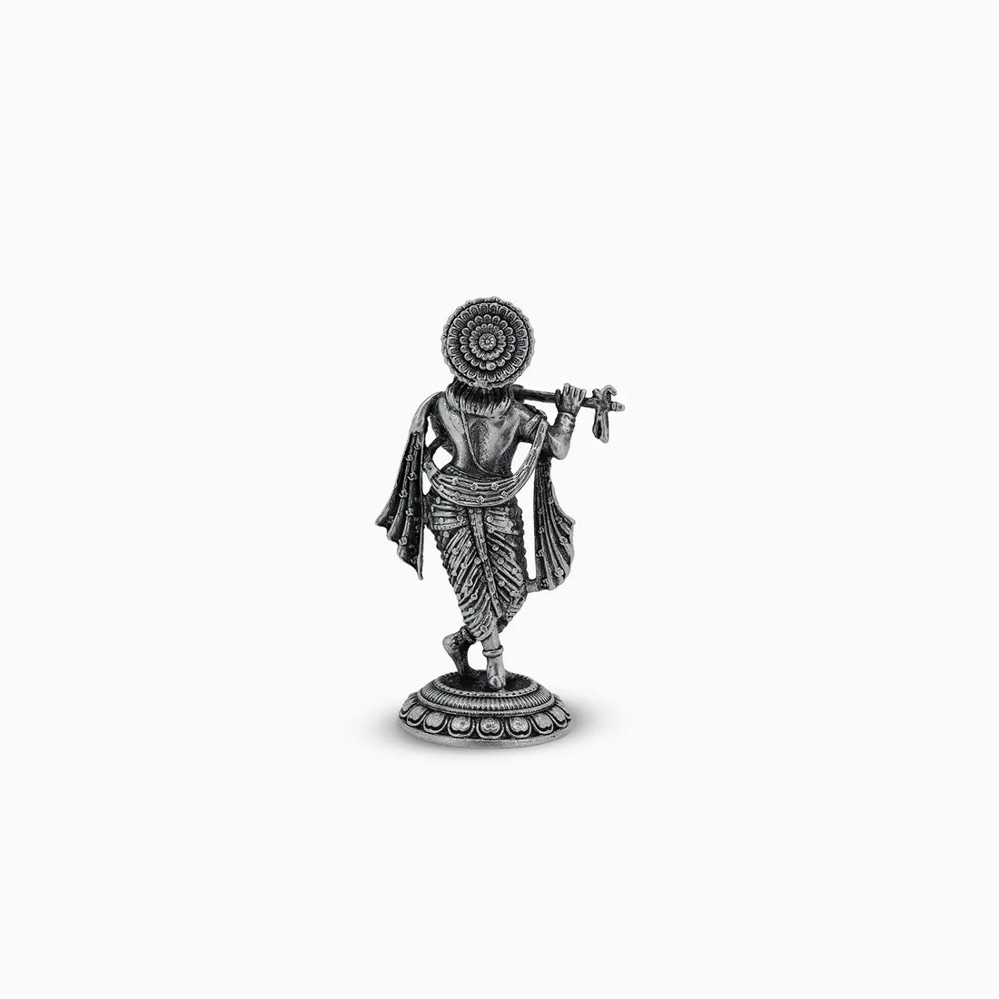 Antique Finish Pure Silver Lord Krishna Idol- Made With Pure 925 Silver