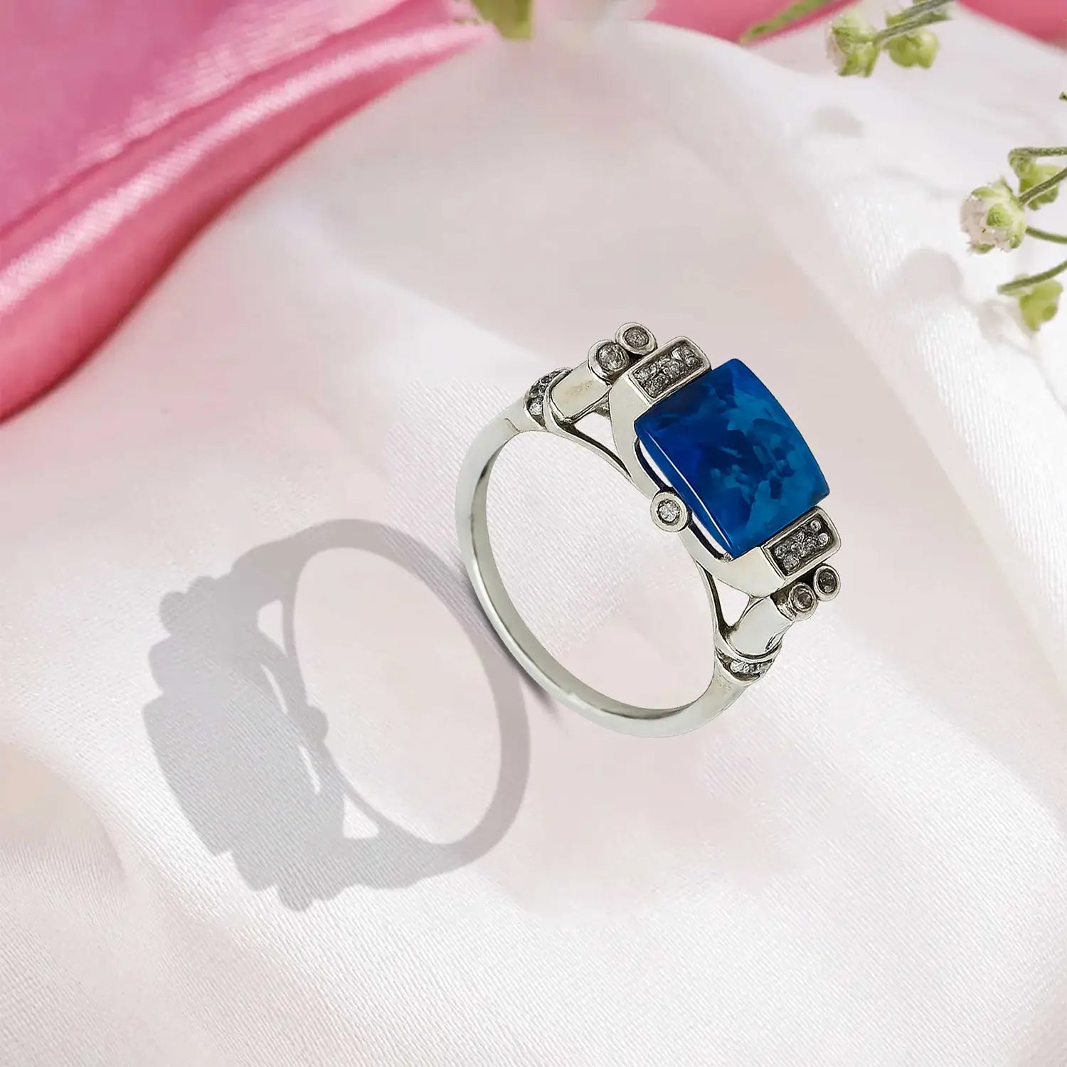 Royal Sky Blue Stone Sterling Silver Ring - Made With Pure 925 Silver