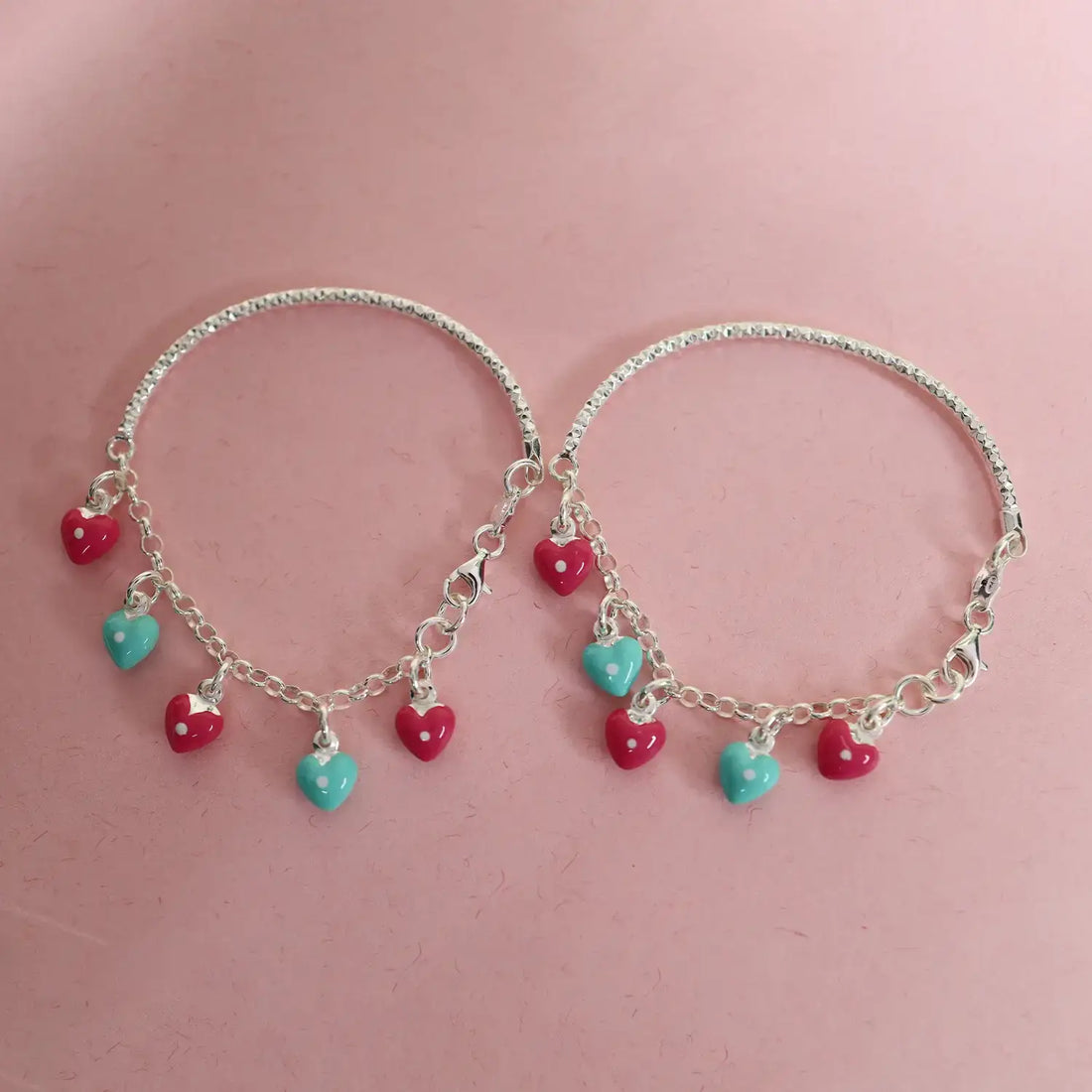 Pure Silver Heart Charm Bracelet - Made With Pure 925 Silver