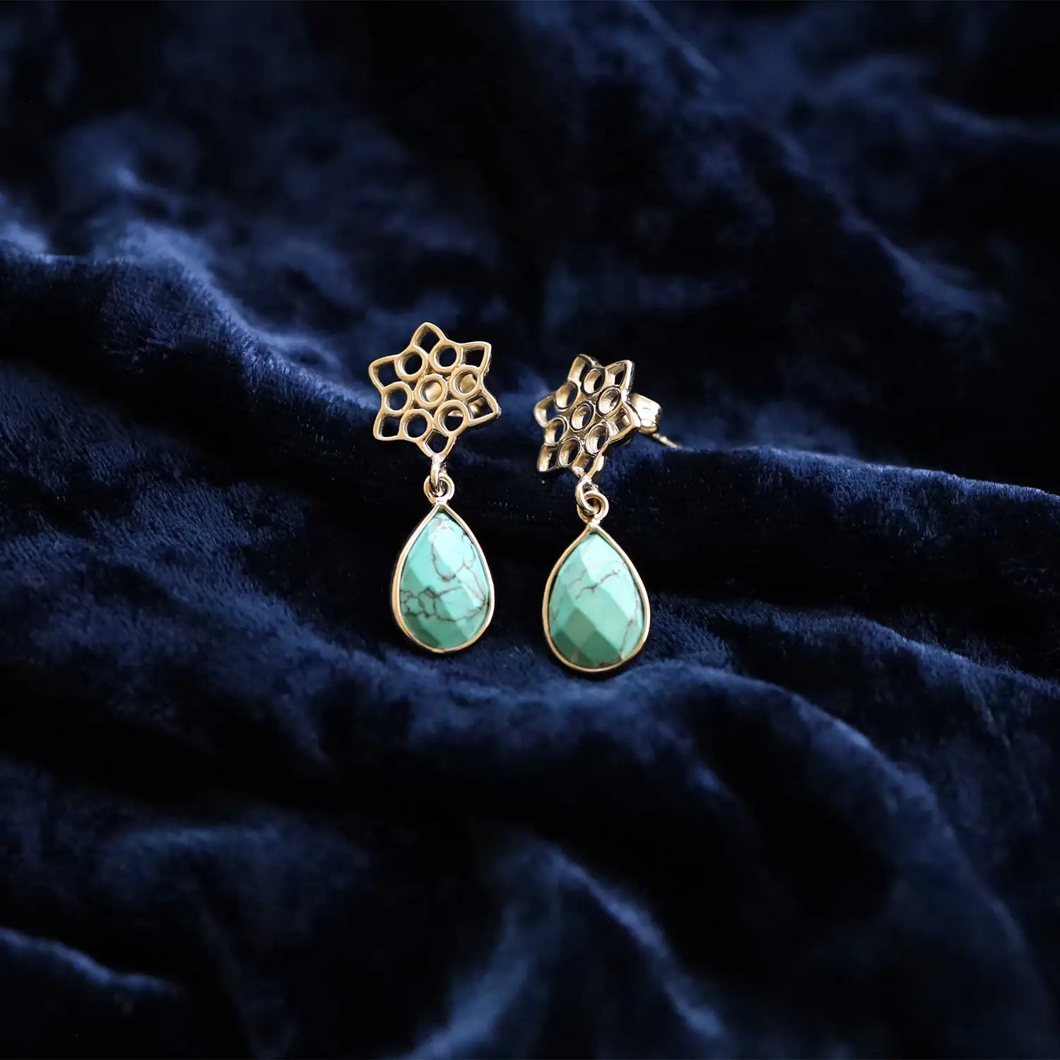 Turquoise Bloom Silver Drop Earrings- Made With Pure 925 Silver