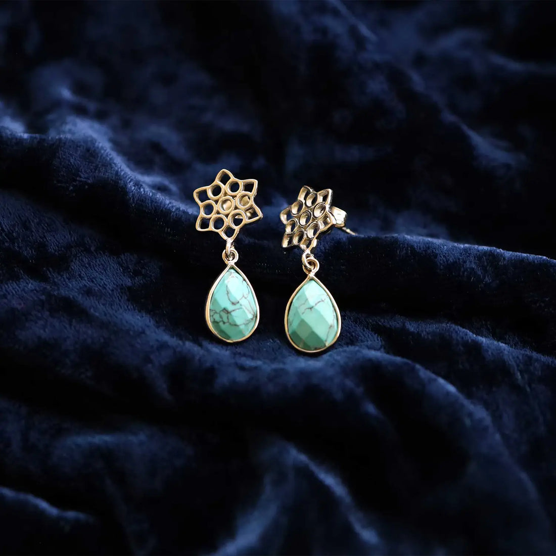 Turquoise Bloom Silver Drop Earrings- Made With Pure 925 Silver