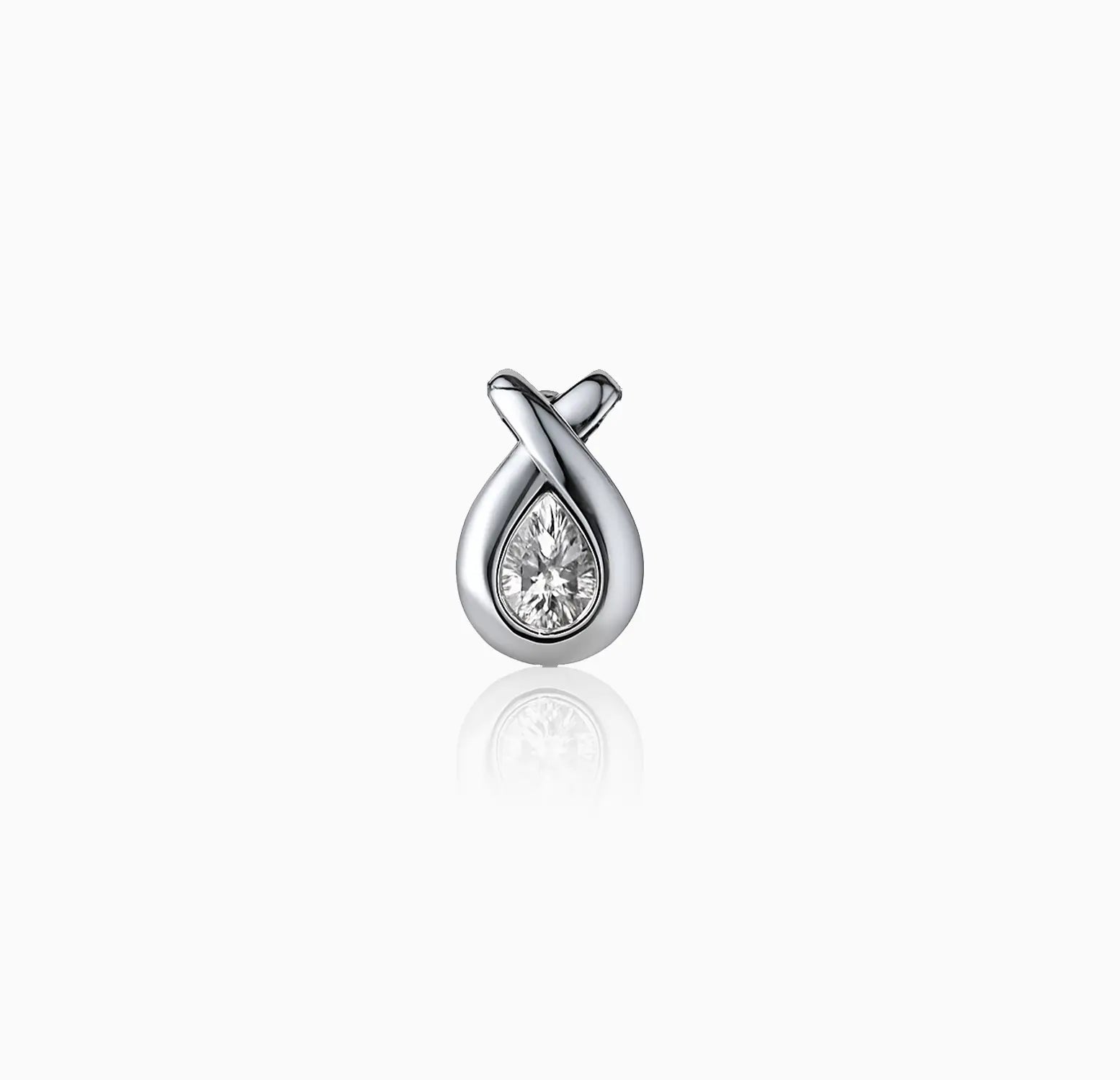 Pure Silver Teardrop Pendant with White Stone- Made With Pure 925 Silver