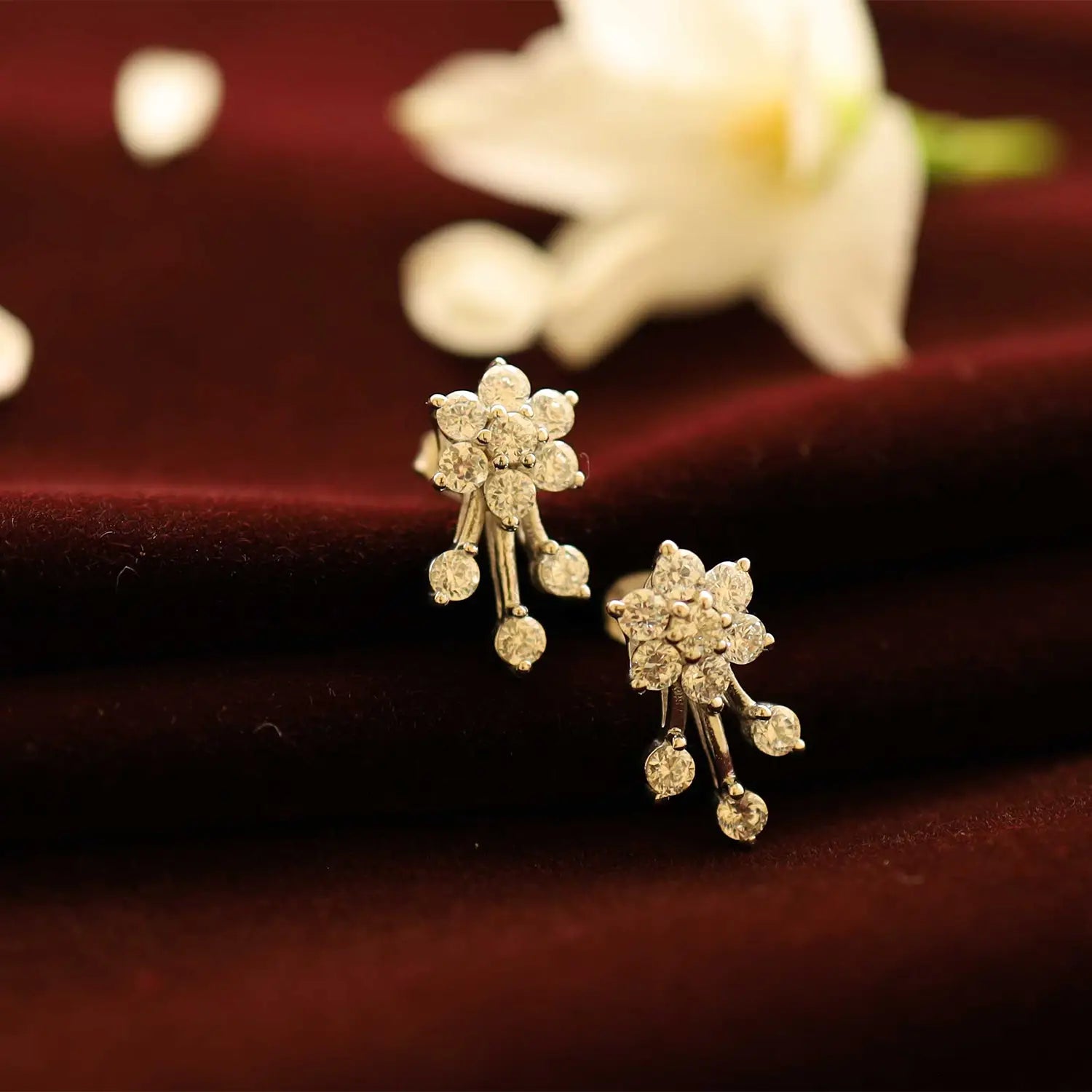 Celeste Sparkle Silver Stud Earrings- Made With Pure 925 Silver