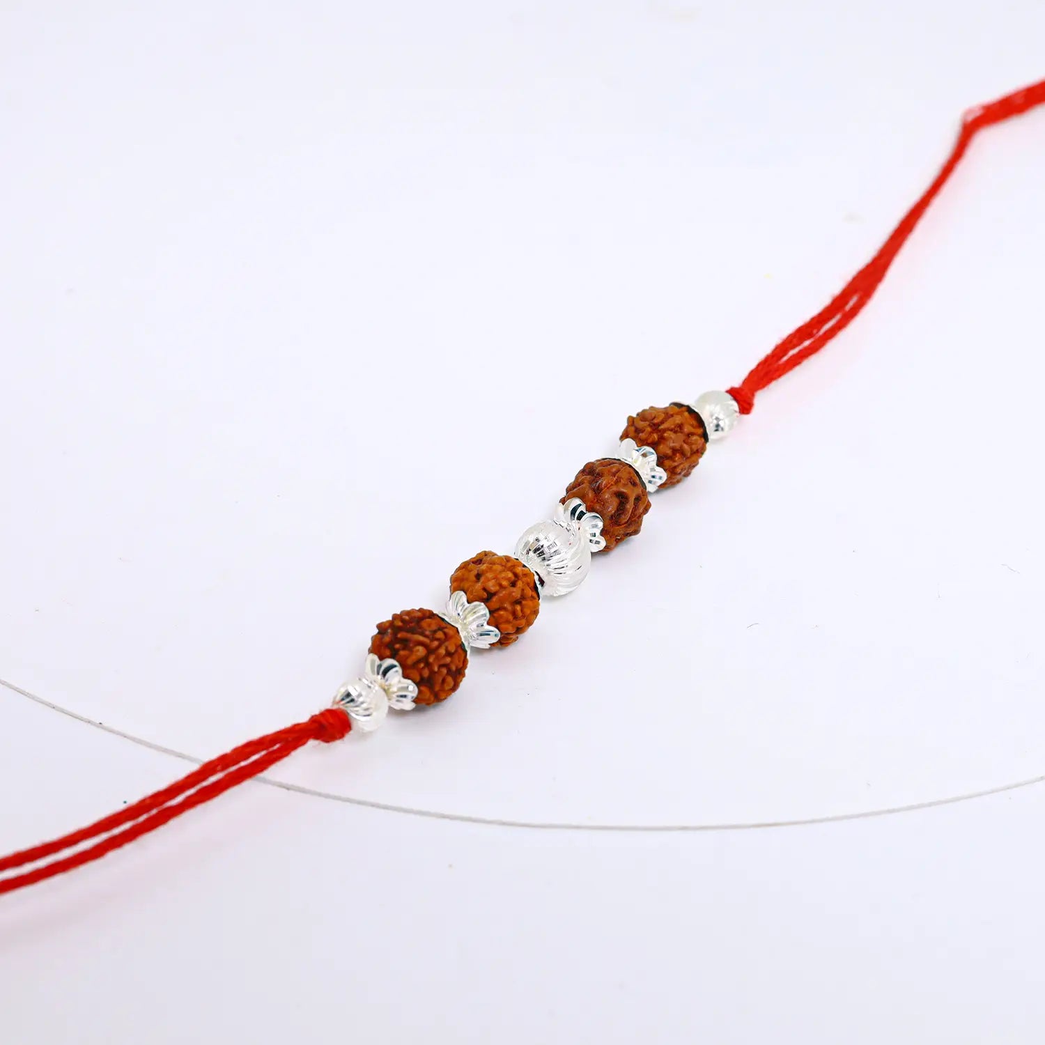Divine Panch Rudraksha Silver Rakhi - Made With Pure 925 Silver
