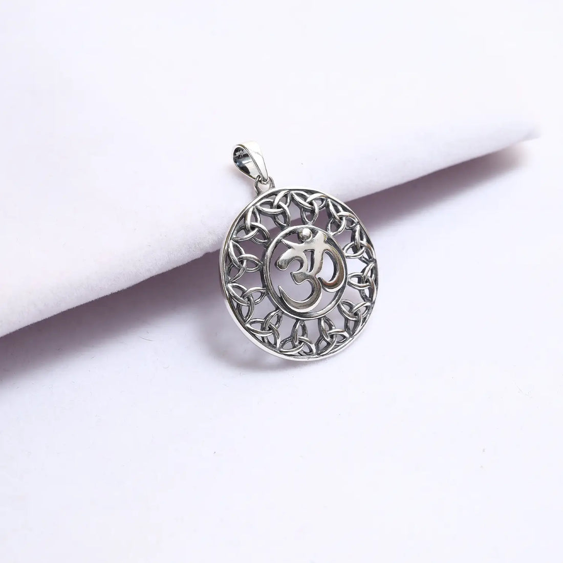 Sacred Om Circle Pure Silver Pendant- Made With Pure 925 Silver