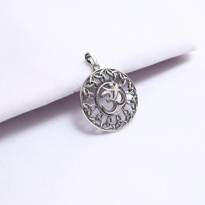 Sacred Om Circle Pure Silver Pendant- Made With Pure 925 Silver
