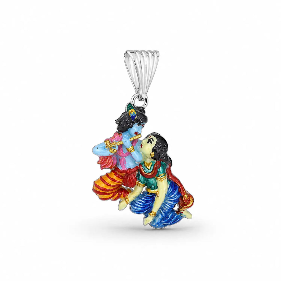 Divine Radha Krishna Silver Pendant - Made With Pure 925 Silver