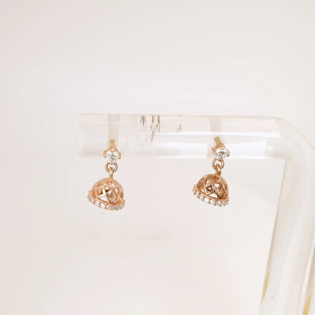 Rose Gold Dome Drop Sterling Silver Earrings - Made With Pure 925 Silver