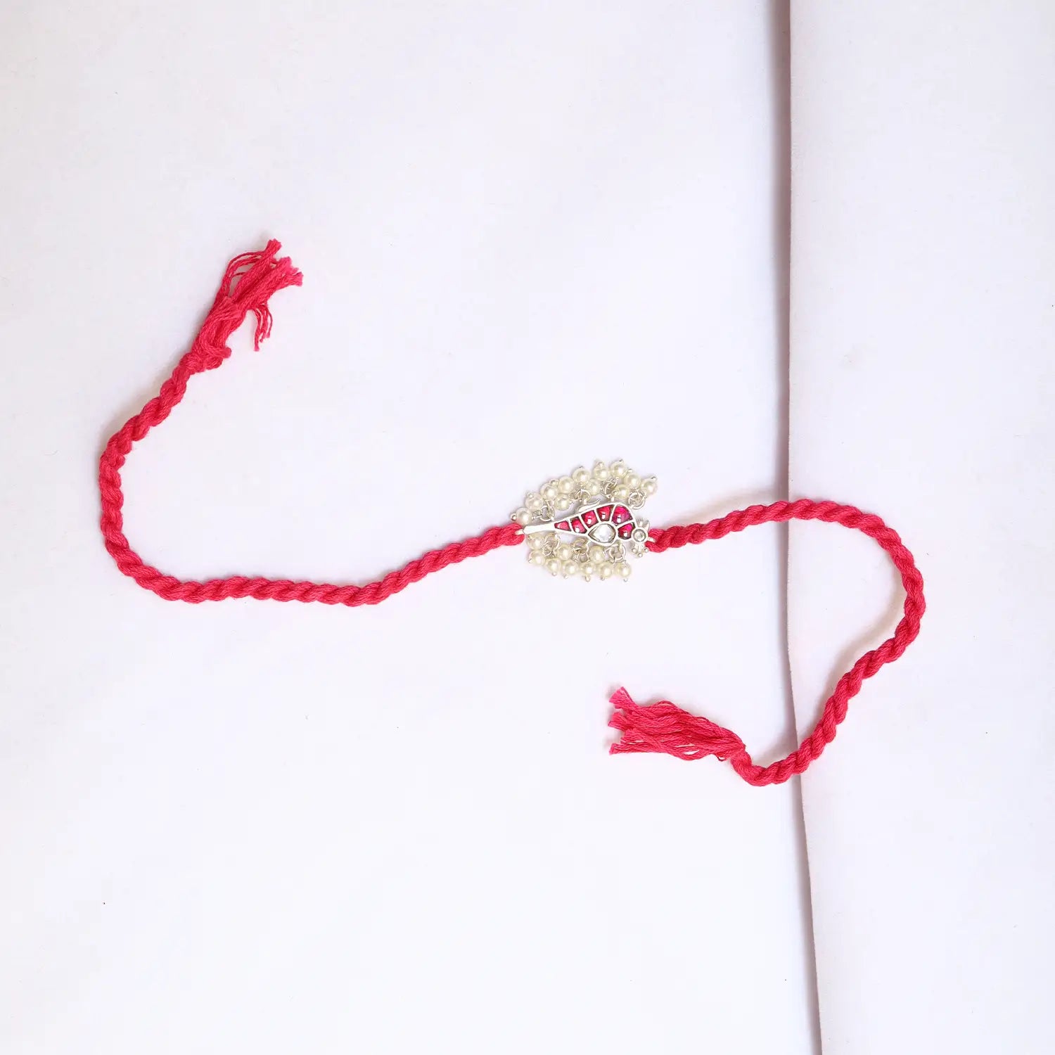 Floral Pearl Silver Rakhi - Made With Pure 925 Silver