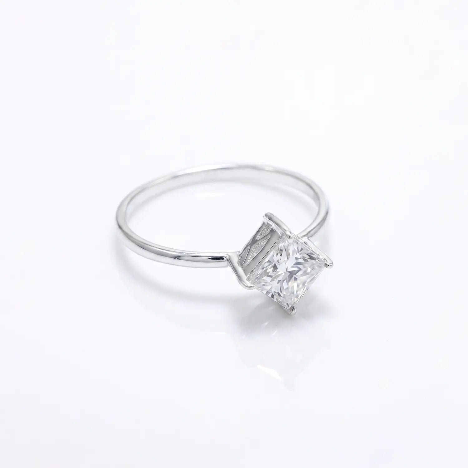 Minimal Princess Cut Sterling Silver Ring - Made With Pure 925 Silver