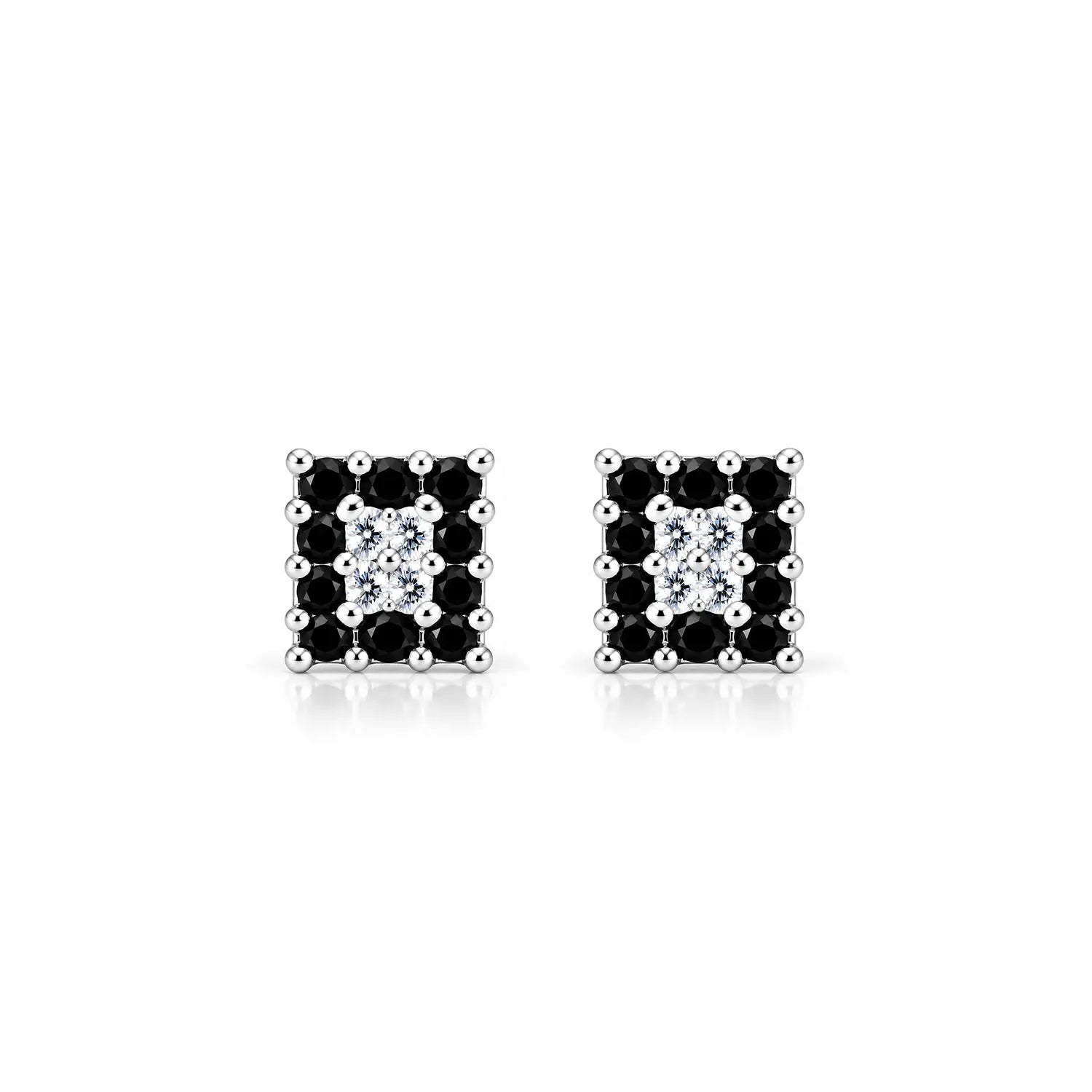 Orange & White Square Gemstone Silver Stud Earrings - Made With Pure 925 Silver