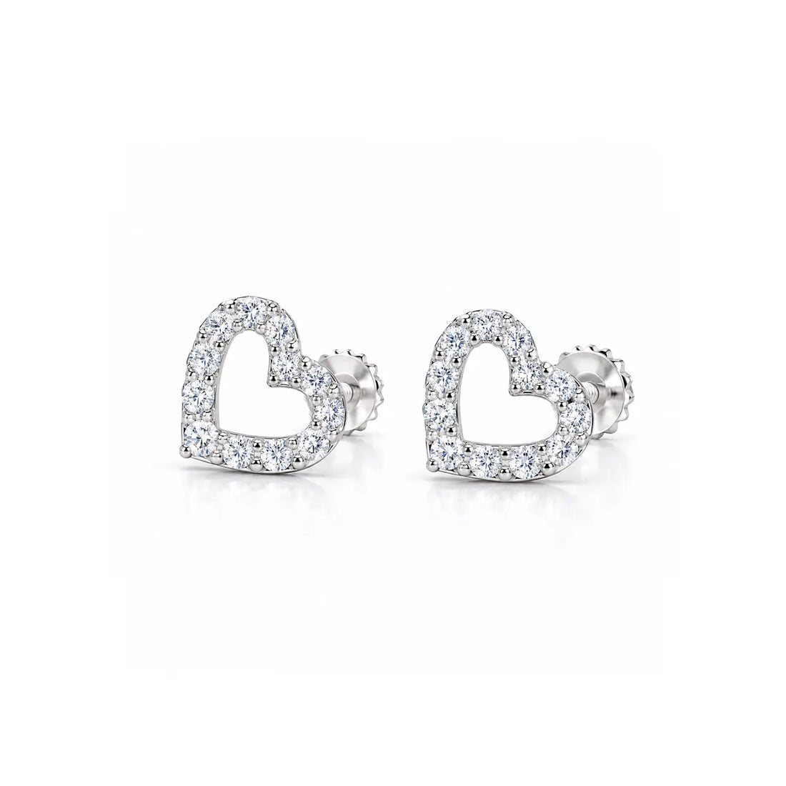 Elegant Heart Sparkle Silver Stud Earrings - Made With Pure 925 Silver