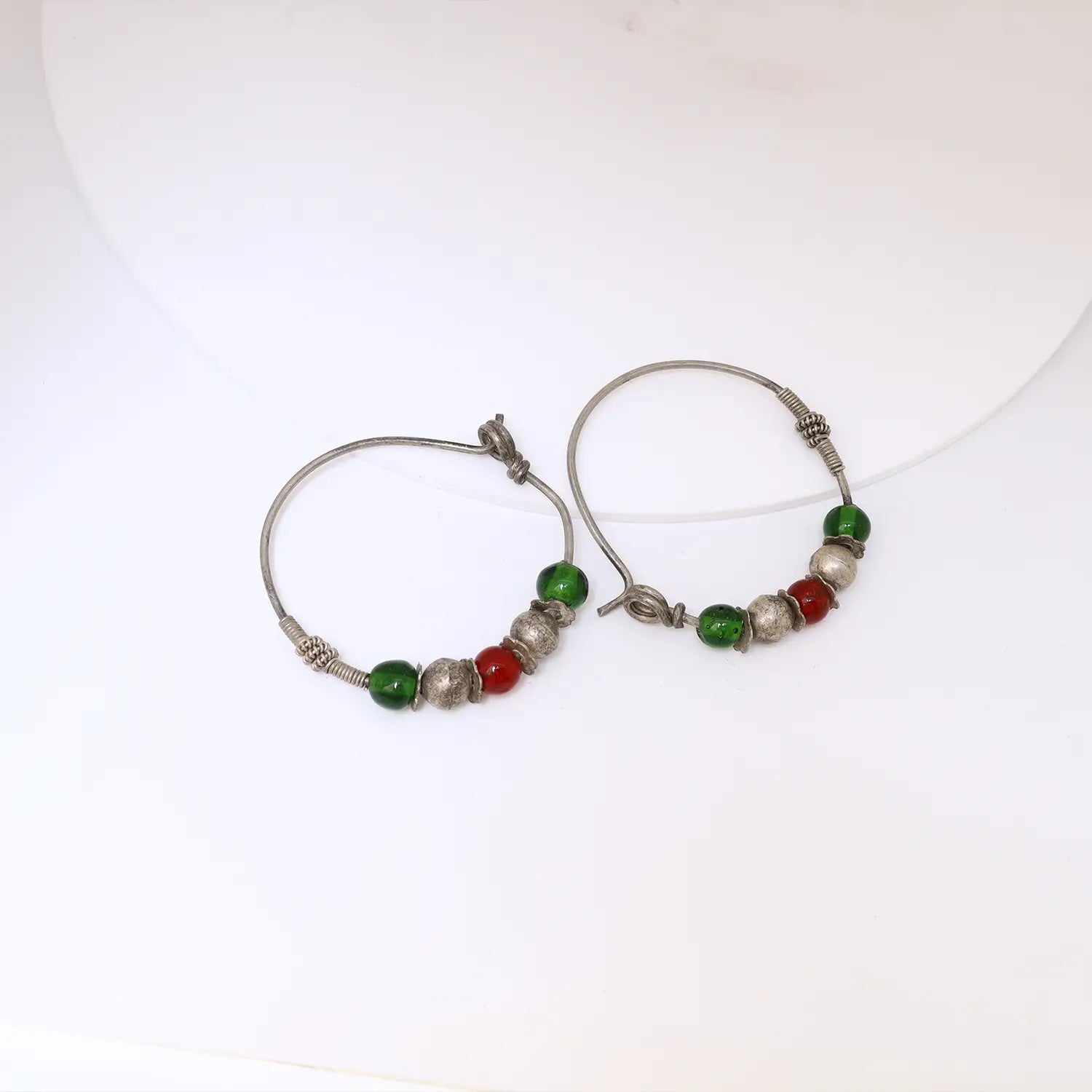Traditional Beaded Sterling Silver Hoop Earrings - Made With Pure 925 Silver