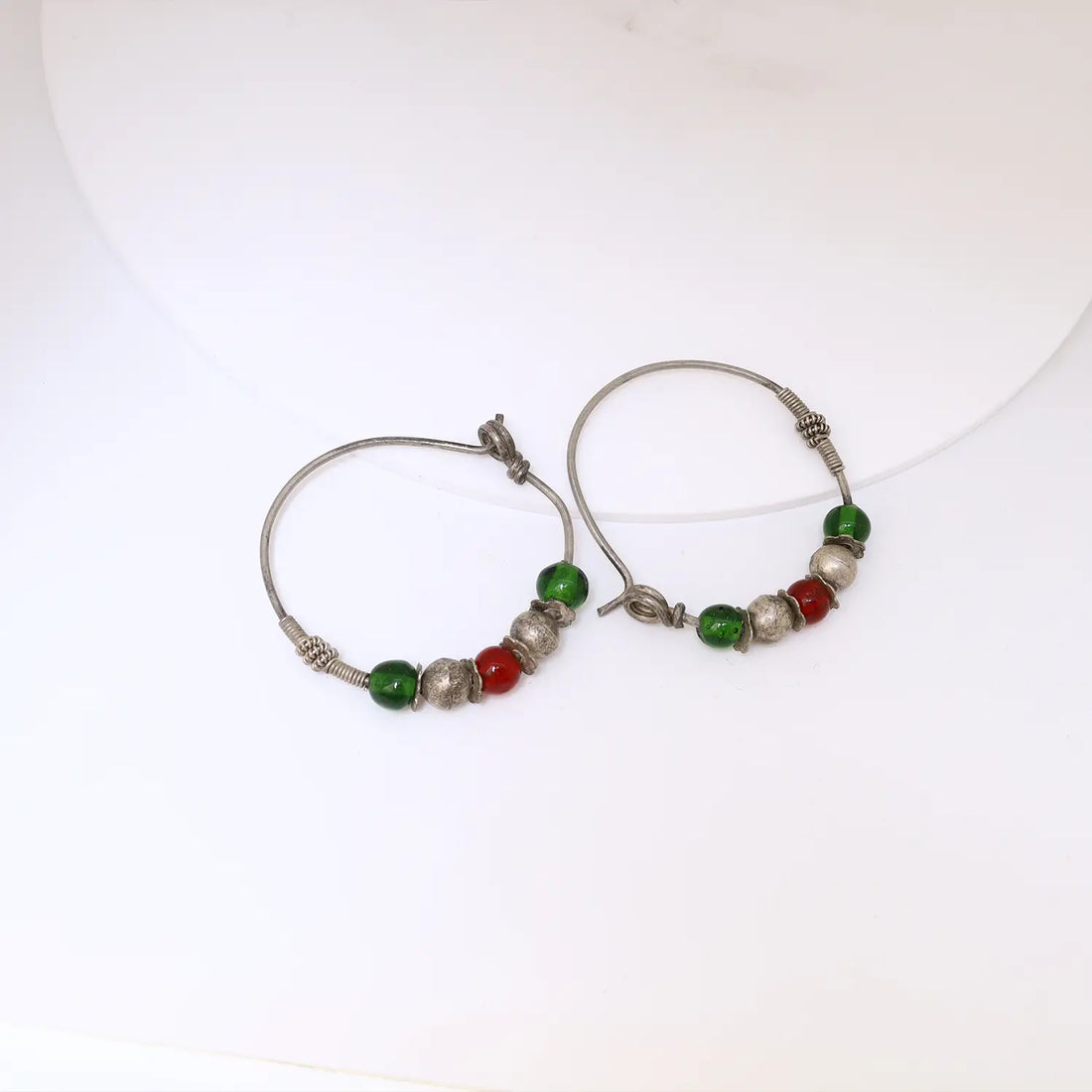 Traditional Beaded Sterling Silver Hoop Earrings - Made With Pure 925 Silver