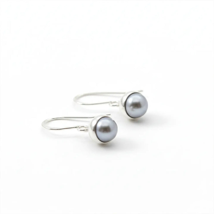 Grey Pearl Drop Sterling Silver Earrings- Made With Pure 925 Silver